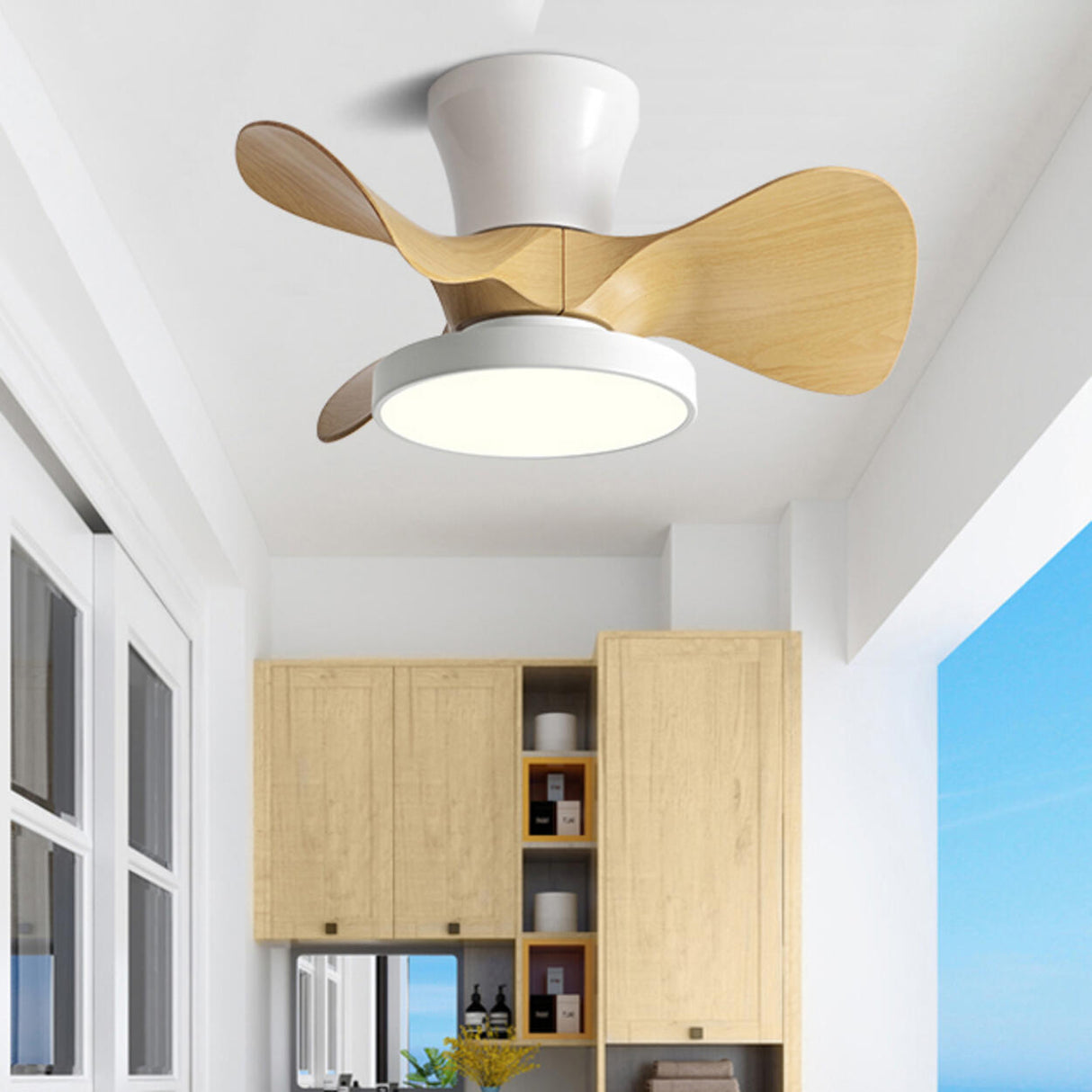 Simple Modern Metal 3 Blades LED Ceiling Fan with Light Image - 1