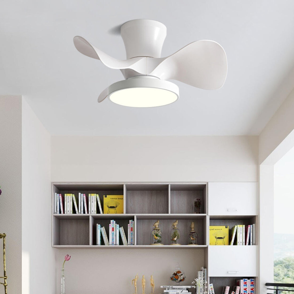 Simple Modern Metal 3 Blades LED Ceiling Fan with Light Image - 2