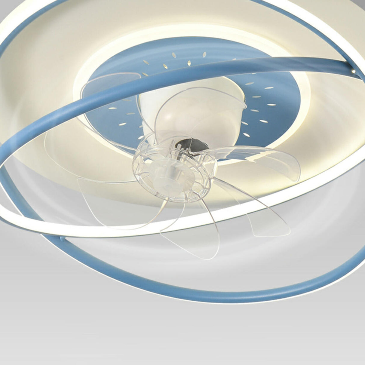 Simple Modern Ring 7 Clear Blades LED Ceiling Fan Light Image - 13