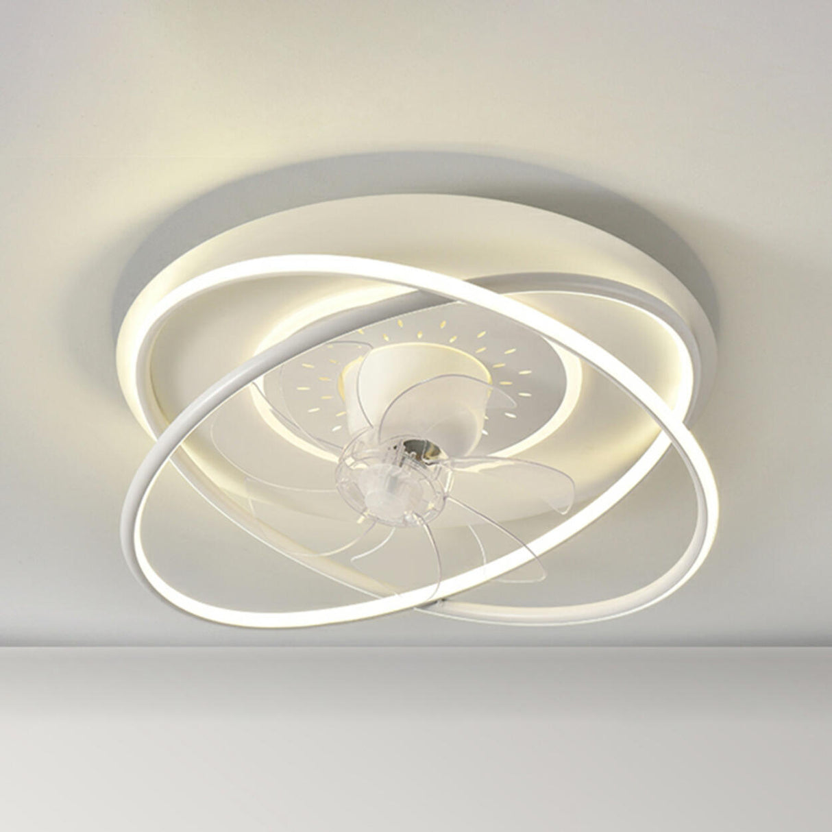 Simple Modern Ring 7 Clear Blades LED Ceiling Fan Light Image - 15