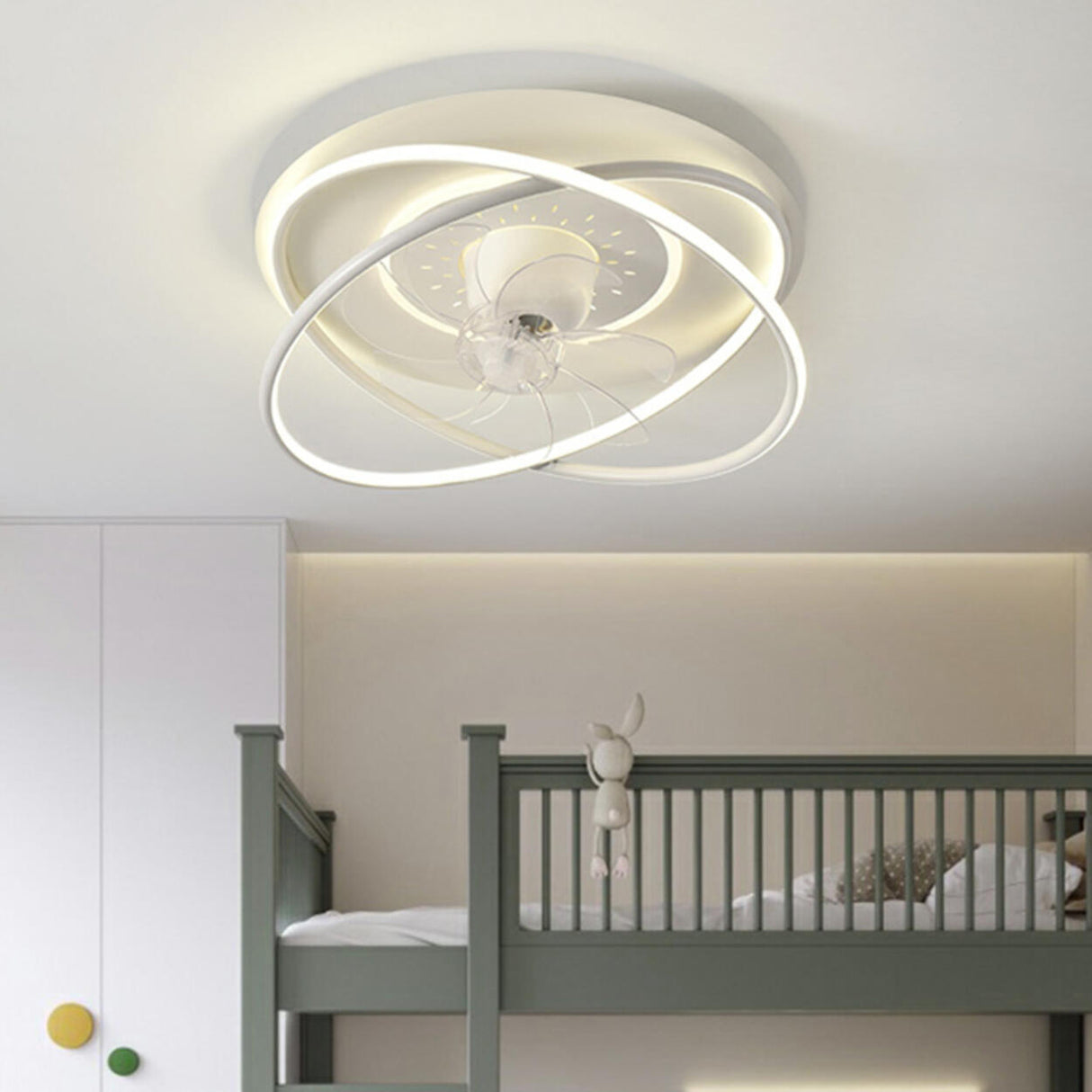 Simple Modern Ring 7 Clear Blades LED Ceiling Fan Light Image - 19