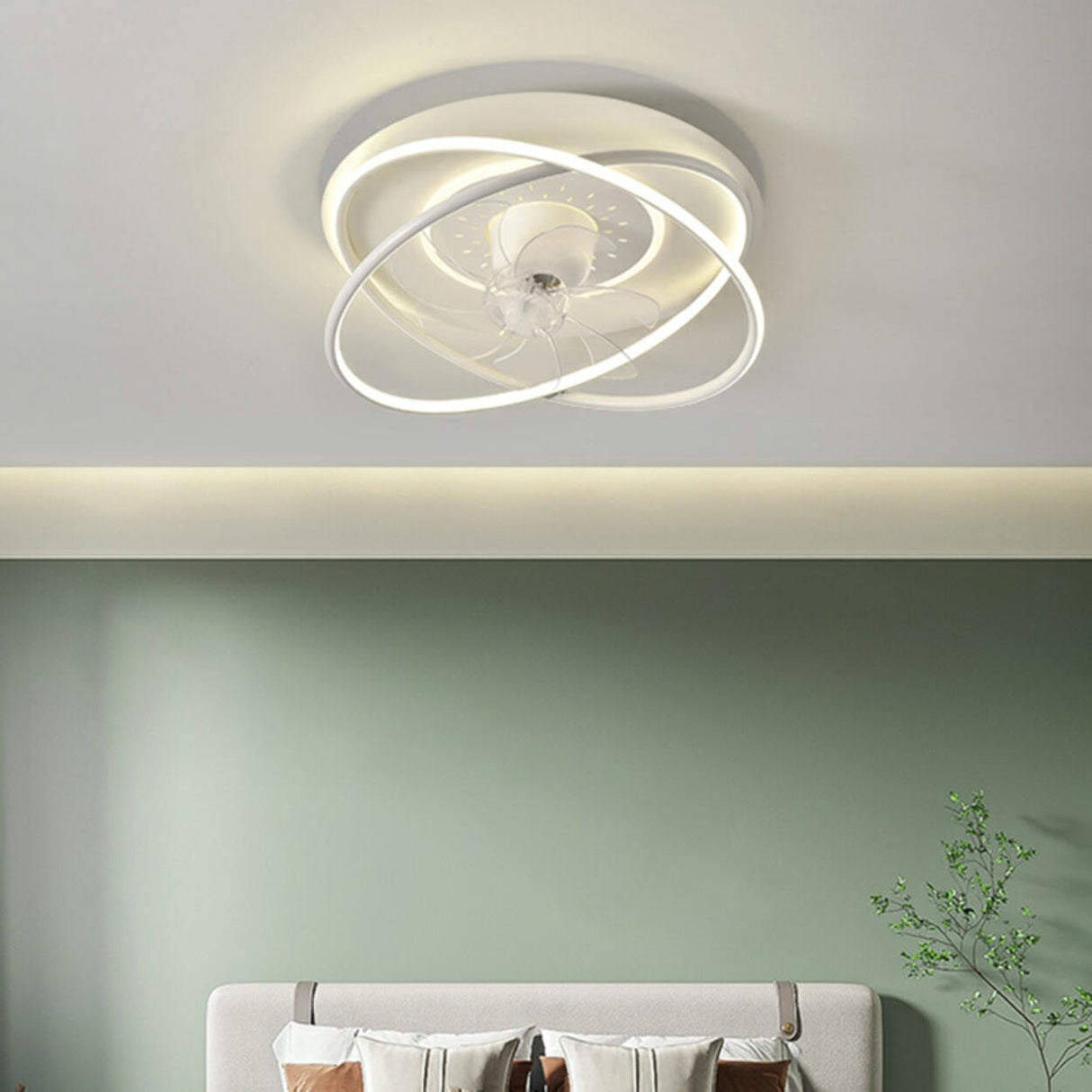 Simple Modern Ring 7 Clear Blades LED Ceiling Fan Light Image - 4