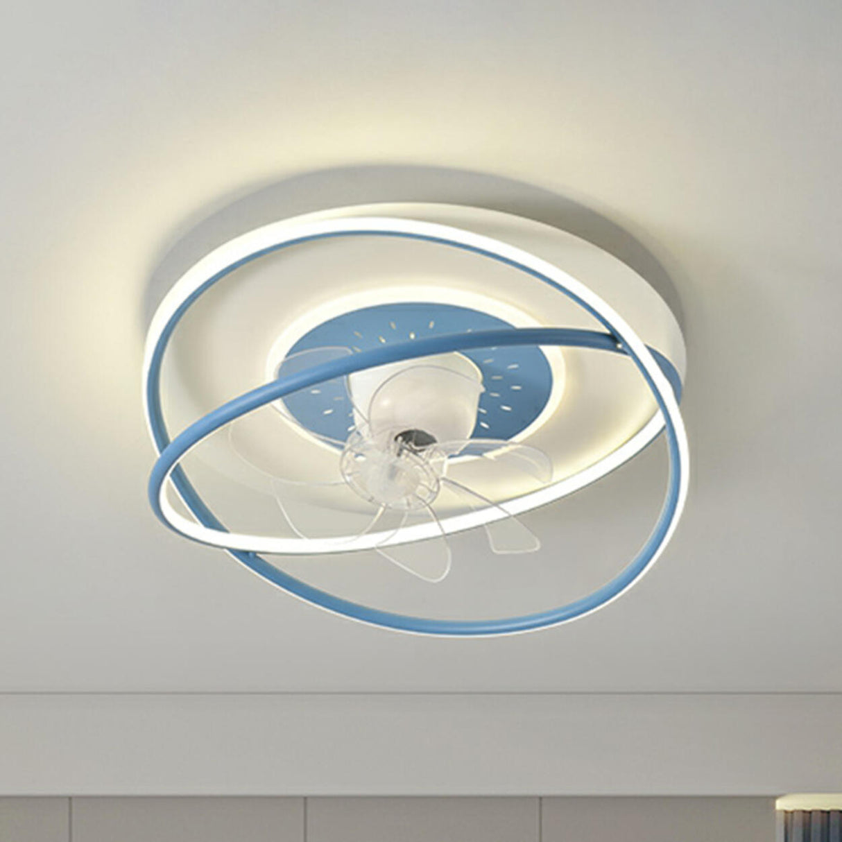 Simple Modern Ring 7 Clear Blades LED Ceiling Fan Light Image - 5