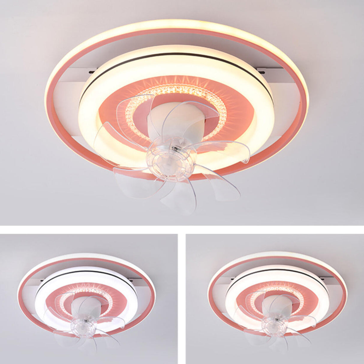 Simple Modern Round Ring 7 Blades LED Ceiling Fan Light Image - 10