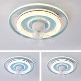 Simple Modern Round Ring 7 Blades LED Ceiling Fan Light Image - 11