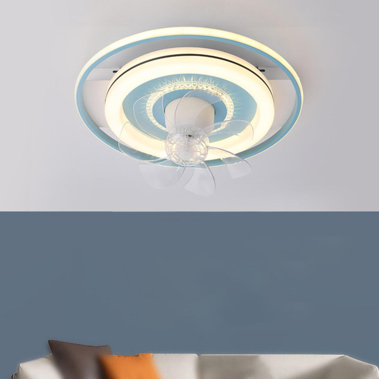 Simple Modern Round Ring 7 Blades LED Ceiling Fan Light Image - 16