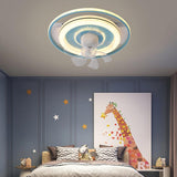 Simple Modern Round Ring 7 Blades LED Ceiling Fan Light Image - 4