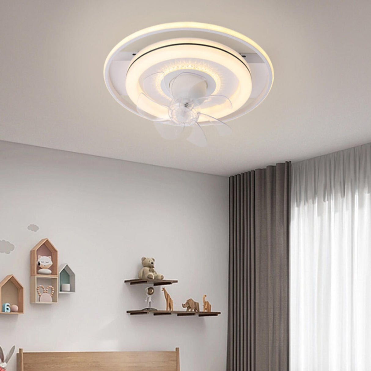 Simple Modern Round Ring 7 Blades LED Ceiling Fan Light Image - 6