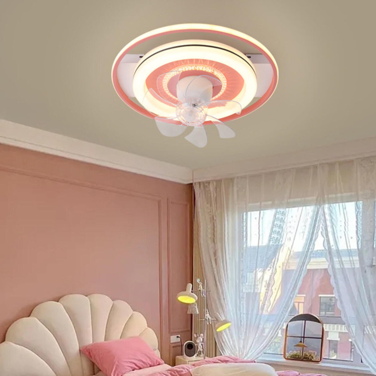 Simple Modern Round Ring 7 Blades LED Ceiling Fan Light Image - 7