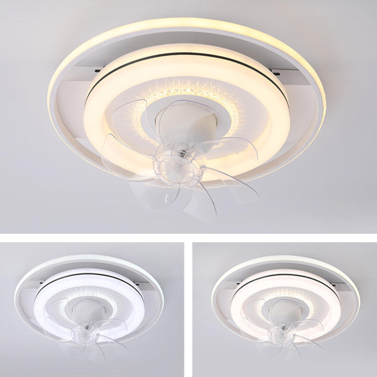 Simple Modern Round Ring 7 Blades LED Ceiling Fan Light Image - 9