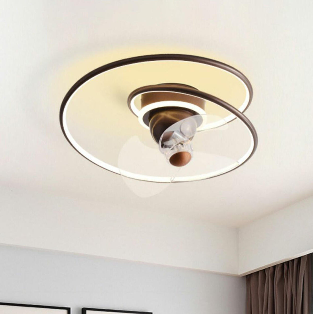 Simple Modern Spiral Circular Linear Ceiling Fan Light Image - 5