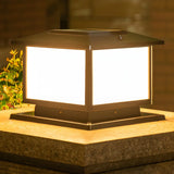 Simple Modern Square Metal Outdoor Patio Table Lamp Image - 1