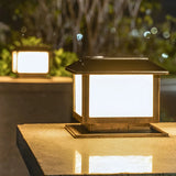 Simple Modern Square Metal Outdoor Patio Table Lamp Image - 12