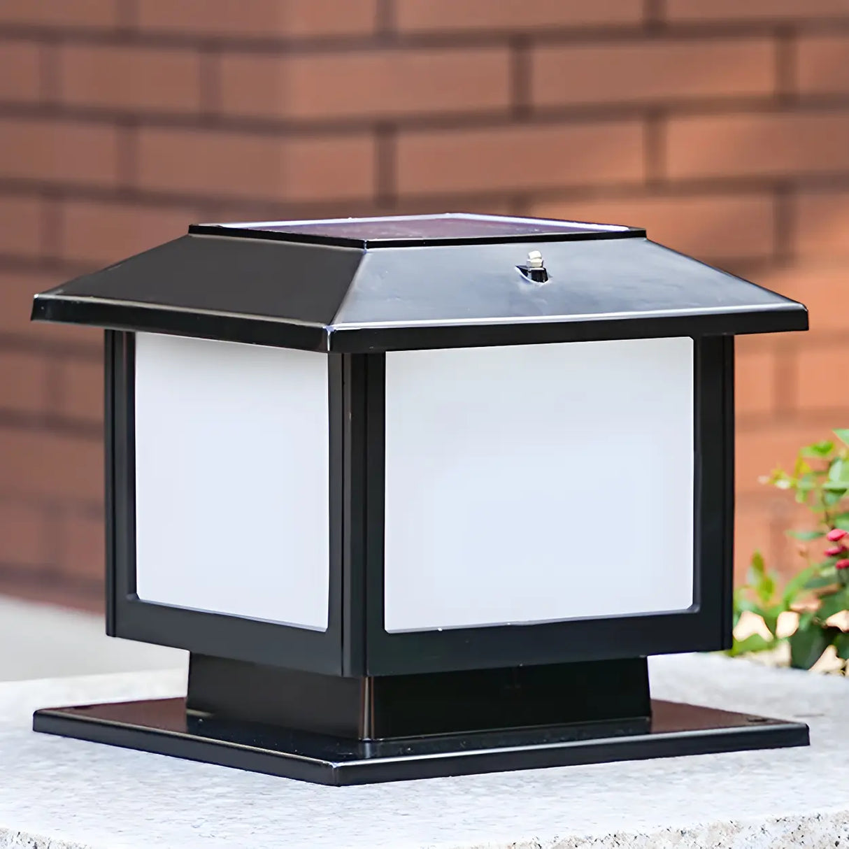 Simple Modern Square Metal Outdoor Patio Table Lamp Image - 4