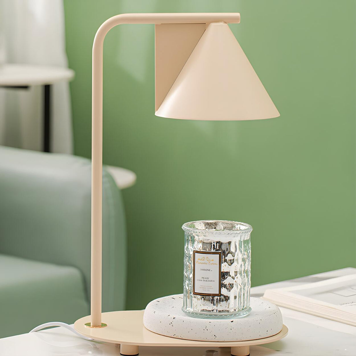 Simple Modern Tapered Shade Metal Candle Table Lamp Image - 4