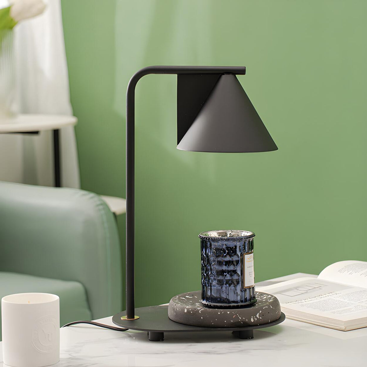 Simple Modern Tapered Shade Metal Candle Table Lamp Image - 6