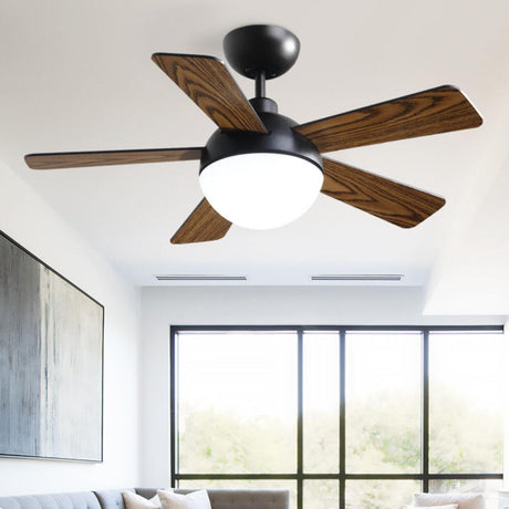 Simple Modern Wooden 5 Blade LED Ceiling Fan Light Image - 1