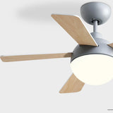 Simple Modern Wooden 5 Blade LED Ceiling Fan Light Image - 12