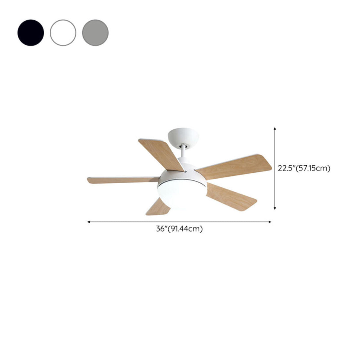 Simple Modern Wooden 5 Blade LED Ceiling Fan Light 