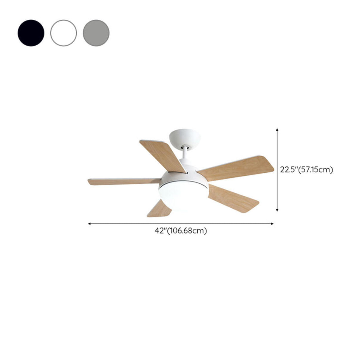 Simple Modern Wooden 5 Blade LED Ceiling Fan Light Image - 14