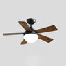 Simple Modern Wooden 5 Blade LED Ceiling Fan Light Image - 4