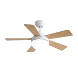 Simple Modern Wooden 5 Blade LED Ceiling Fan Light Image - 5