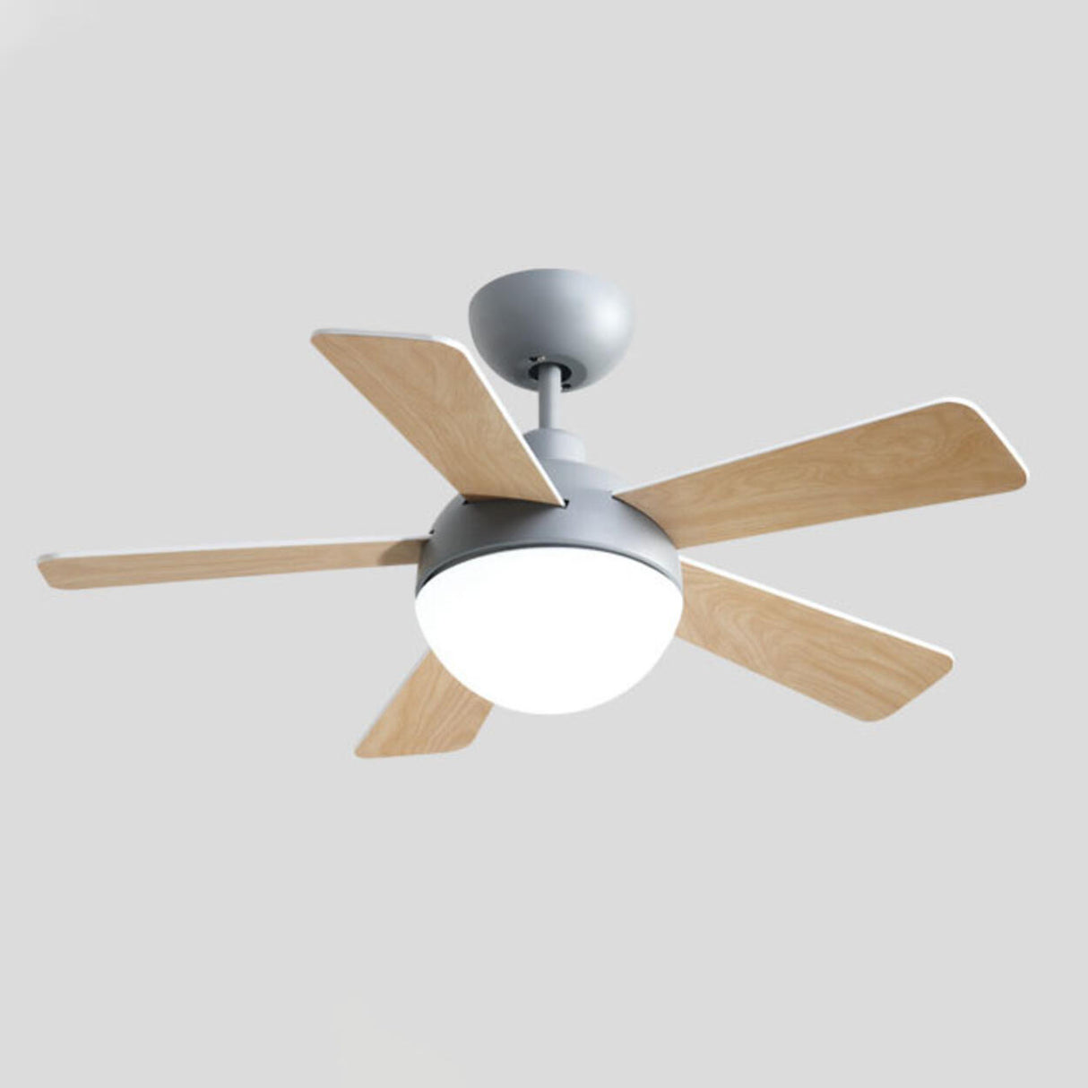 Simple Modern Wooden 5 Blade LED Ceiling Fan Light Image - 6