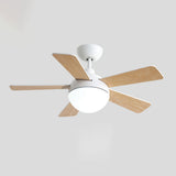 Simple Modern Wooden 5 Blade LED Ceiling Fan Light Image - 7