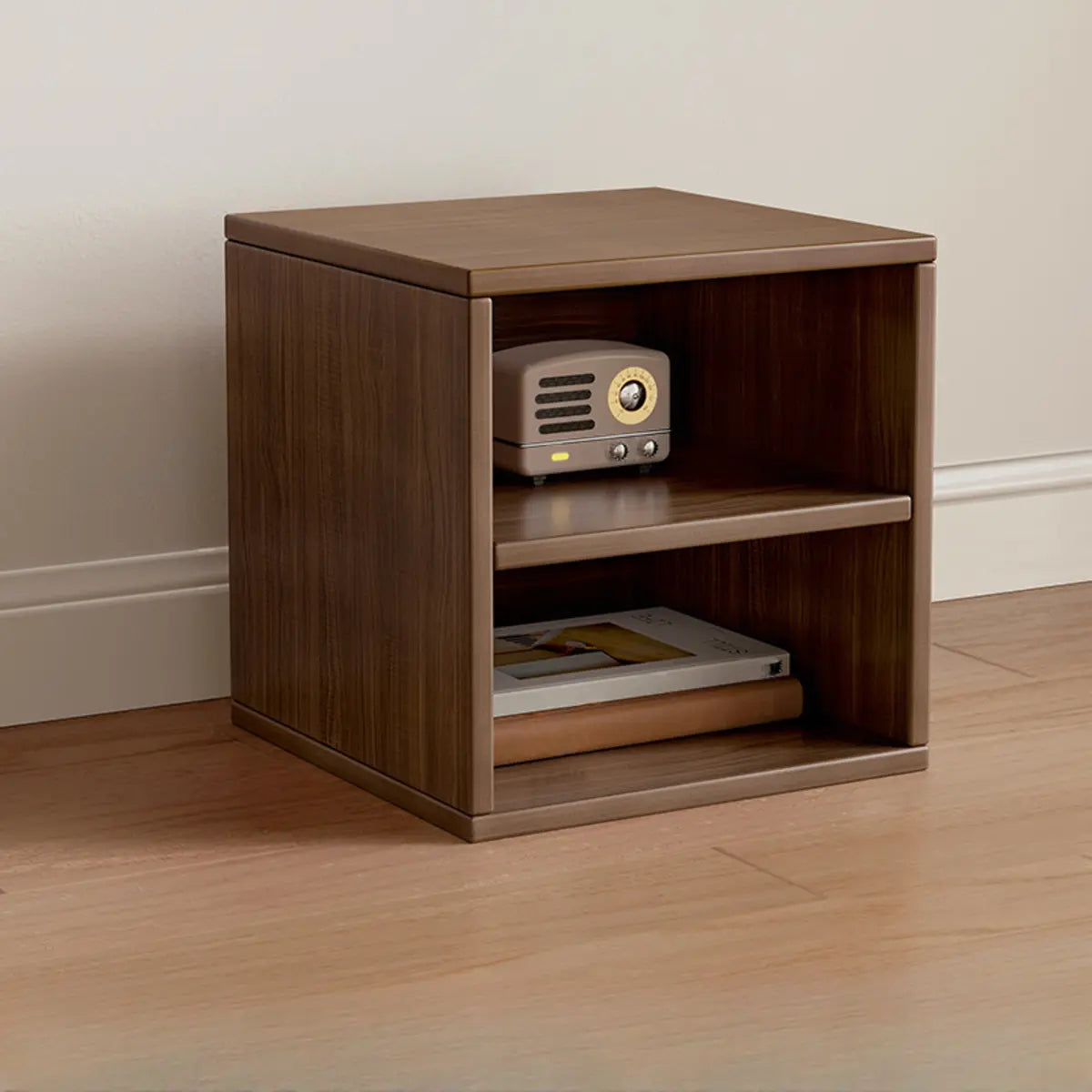 Simple Natural Finish Modular Wooden Cube Bookcase Image - 2