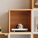 Simple Natural Finish Modular Wooden Cube Bookcase Image - 21