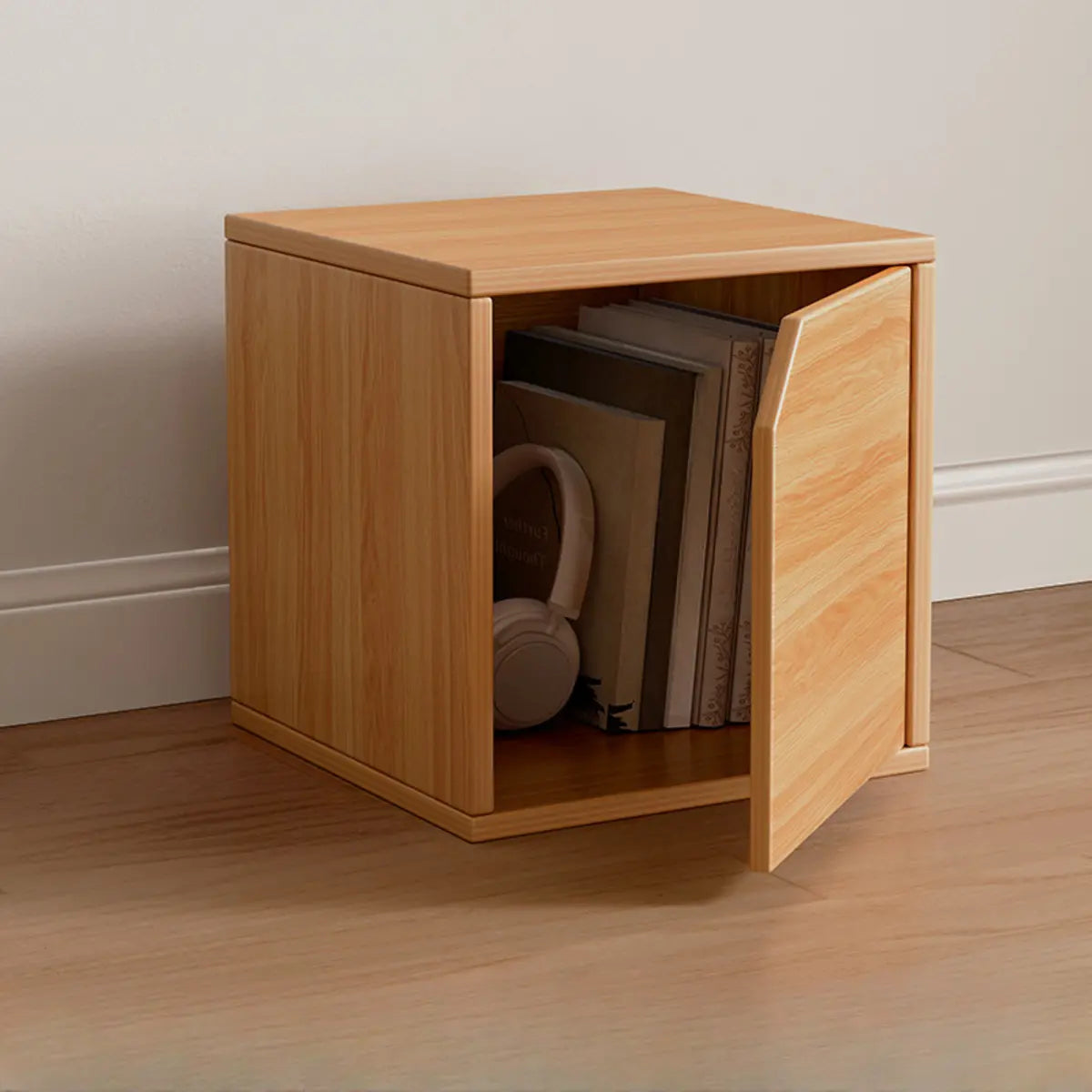 Simple Natural Finish Modular Wooden Cube Bookcase Image - 4