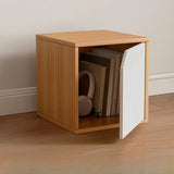 Simple Natural Finish Modular Wooden Cube Bookcase Image - 5