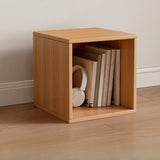 Simple Natural Finish Modular Wooden Cube Bookcase Image - 7