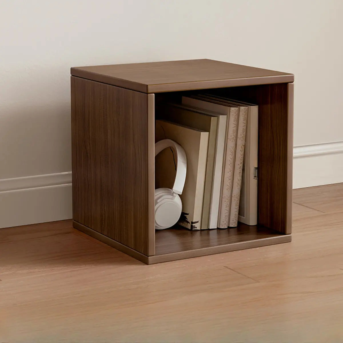 Simple Natural Finish Modular Wooden Cube Bookcase Image - 8