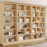 Simple Natural Finish Multi-tier Pine Display Bookcase Image - 1