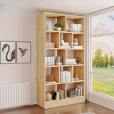 Simple Natural Finish Multi-tier Pine Display Bookcase Image - 11