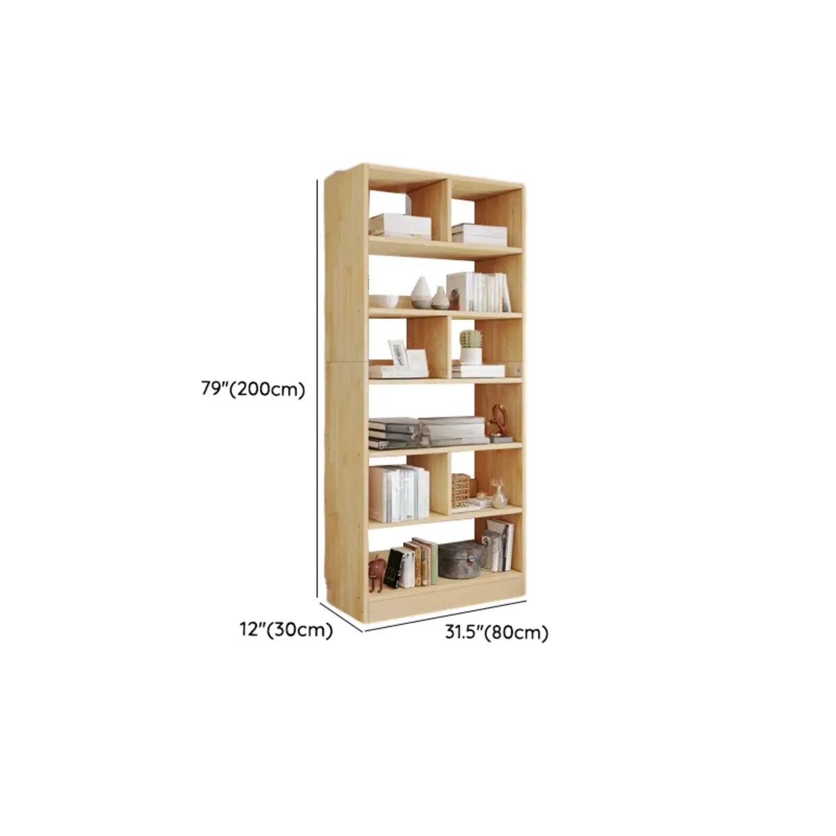 Simple Natural Finish Multi-tier Pine Display Bookcase Image - 20