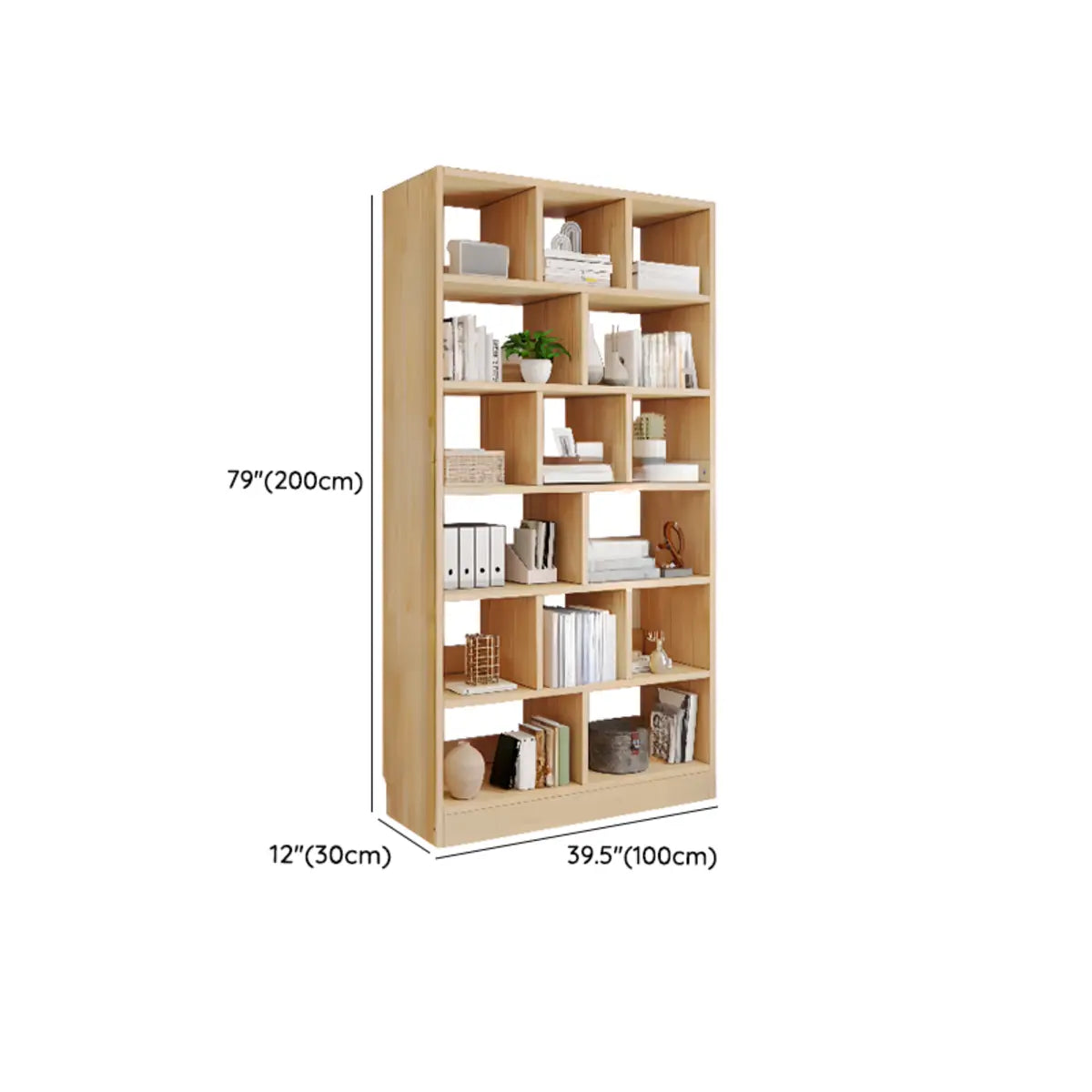 Simple Natural Finish Multi-tier Pine Display Bookcase Image - 21