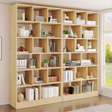 Simple Natural Finish Multi-tier Pine Display Bookcase Image - 4