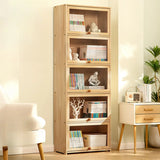 Simple Natural Finish Wood Vertical Display Bookcase Image - 19