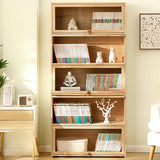 Simple Natural Finish Wood Vertical Display Bookcase Image - 2