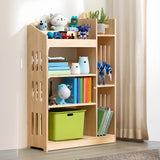 Simple Natural Finish Wood Vertical Display Bookcase Image - 22