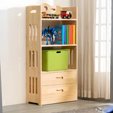 Simple Natural Finish Wood Vertical Display Bookcase Image - 26