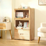 Simple Natural Finish Wood Vertical Display Bookcase Image - 4