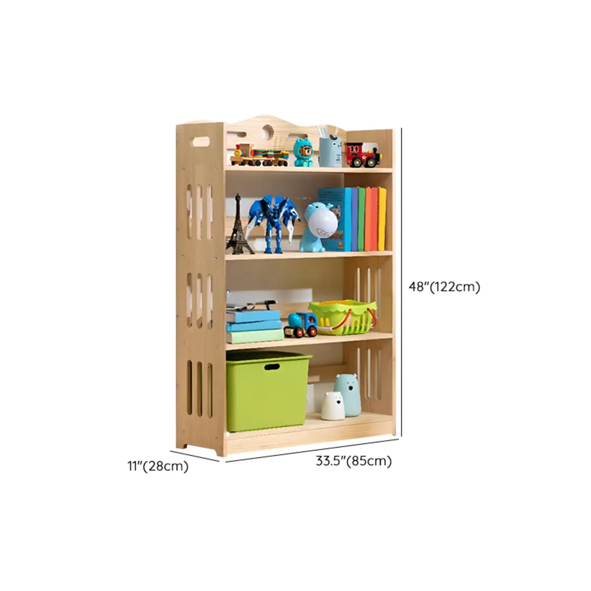 Simple Natural Finish Wood Vertical Display Bookcase Image - 46