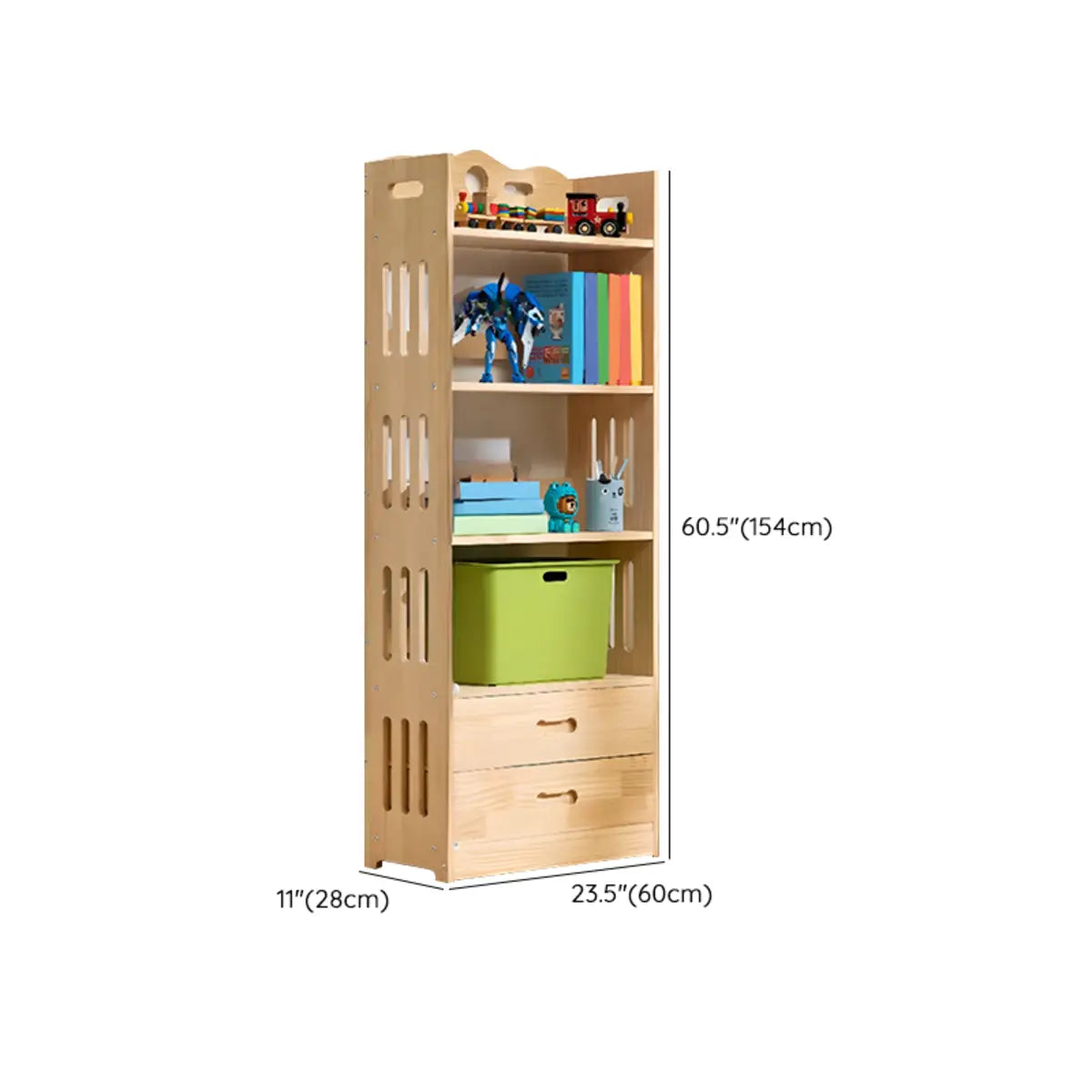 Simple Natural Finish Wood Vertical Display Bookcase Image - 47