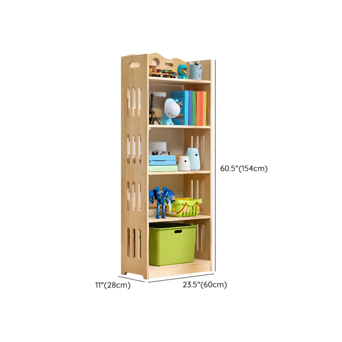 Simple Natural Finish Wood Vertical Display Bookcase Image - 48