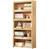 Simple Natural Finish Wood Vertical Display Bookcase Image - 5