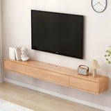 Simple Natural Wood-White Wall-Mount Cabinet TV Stand Image - 16