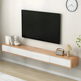 Simple Natural Wood-White Wall-Mount Cabinet TV Stand Image - 19